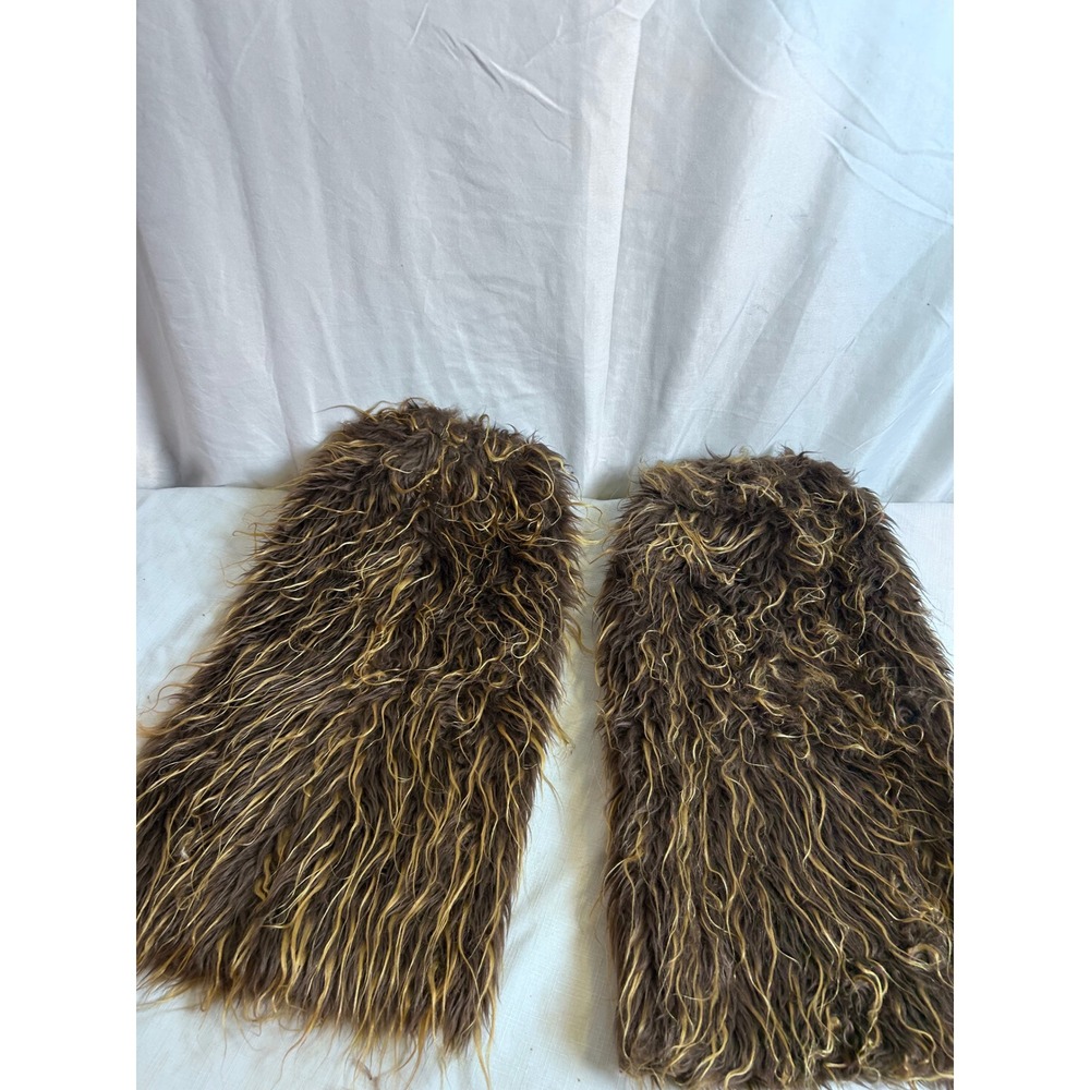 Bigfoot Faux Fur Arm Sleeves Warmers OS Brown Shaggy Fuzzy Kids